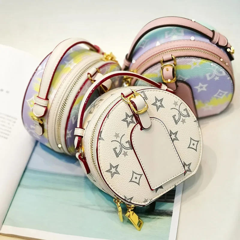 

2021 New All-match Old Flower Rainbow Round Underarm Bag Ladies Shoulder Diagonal Lipstick Bag Purses and Handbags Luxury Cc Gg