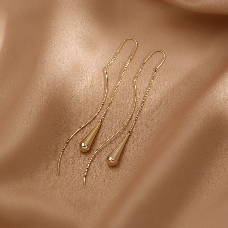 

2021 new trendy Korean temperament tassel ear line female long earrings earrings high-end earrings net red earrings