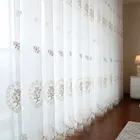 Тюлевые занавески с цветочной вышивкой для спальни, украшения на окна, прозрачная ткань в европейском стиле для гостиной, кухни, занавески, шторы, Декор