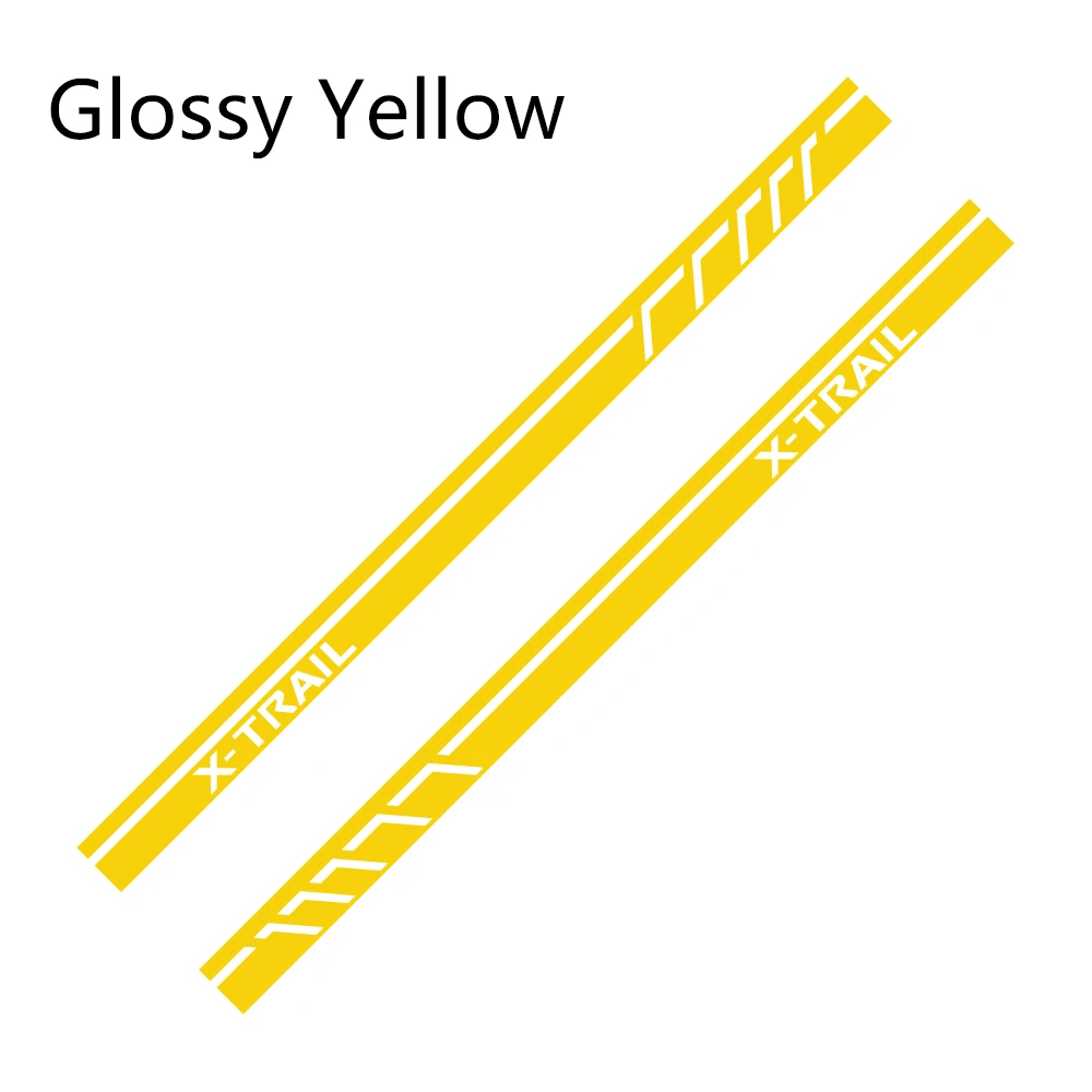 Glossy Yellow 2 шт. автомобильные боковые полосы наклейки для NISSAN X-TRAIL DIY Автомобильная виниловая пленка Стайлинг наклейка украшение автомобиля Принадлежности для тюнинга - Название цвета: Glossy Yellow