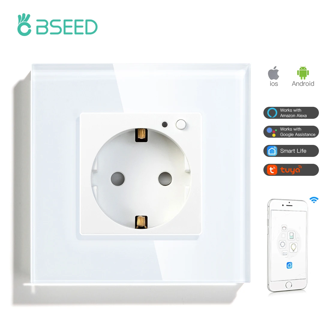 

NEW BSEED Mvava Wifi Wall Socket EU Standard Smart Home Improvement Intelligent Plug Work With Tuya Google Home Alexa Timer