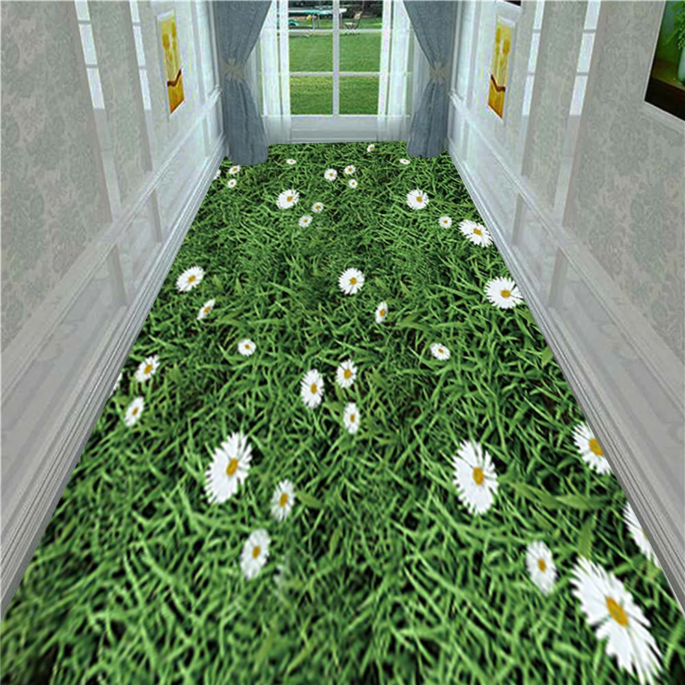 Pastoral Daisy Carpet Kids Bedroom Rug Long Kitchen Area Home Decorative Soft Lawn Flowers Small Road 3D Corridor Carpets | Дом и сад