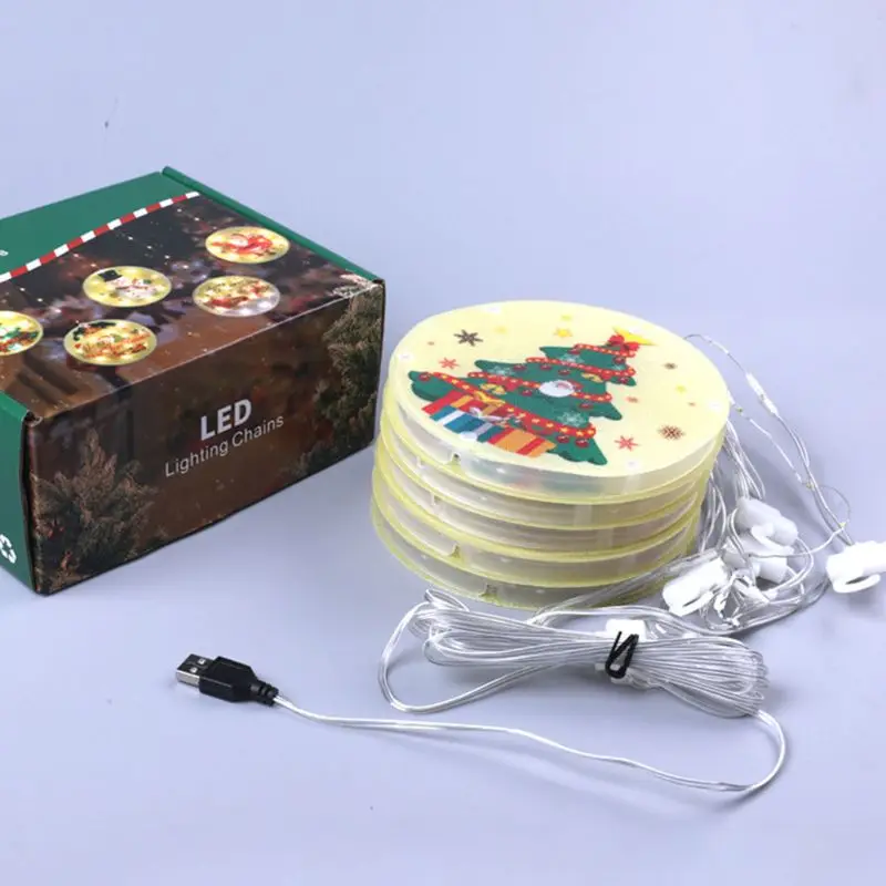 

Christmas Elements Round Curtain Suction Cup Hanging String Light Party Decor