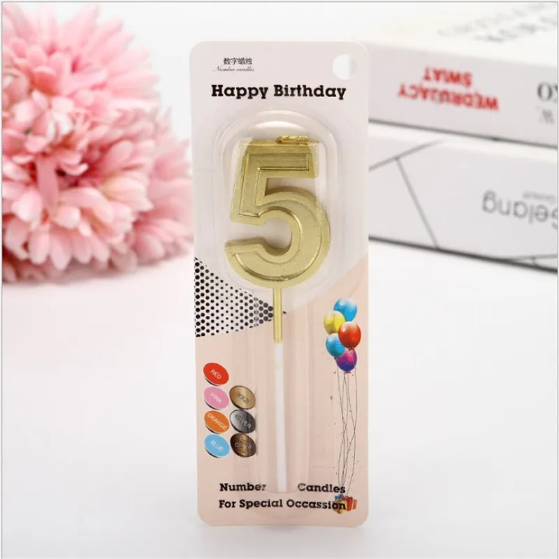 Gold 5 Cakelove 1 шт. 0-9 Золотые свечи-цифры на день рождения для дня рождения свечи номер 0-9 свечи для торта топпер для детей - Цвет: Gold 5