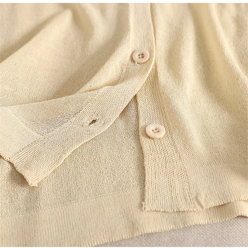 Женский короткий кардиган повседневный Свободный вязаный из тонкого шелка жакет