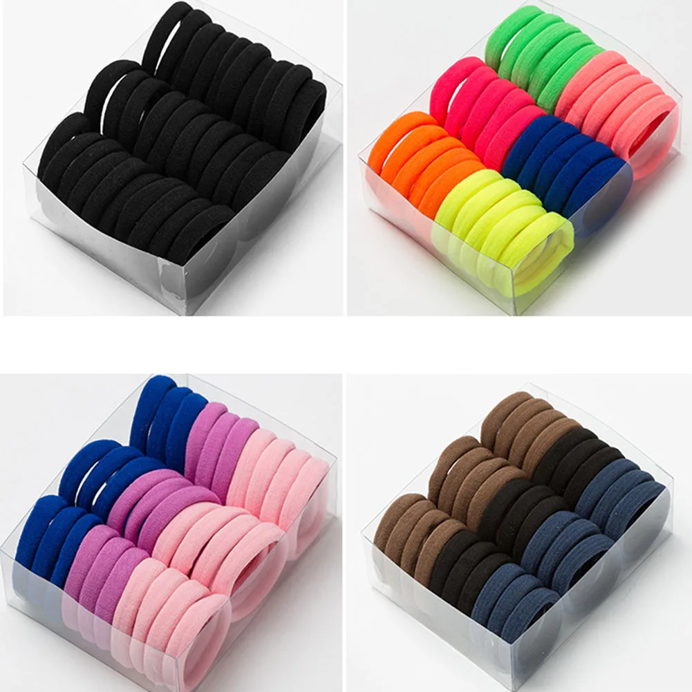 

60pcs Elastic Hair Accessories For Women Kids Black Pink Blue Rubber Band Ponytail Holder Gum For Hair Ties Scrunchies Hairband