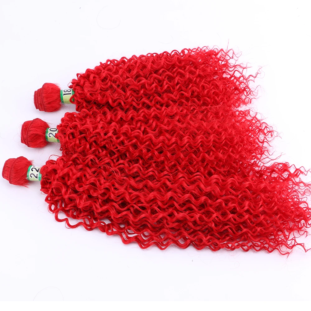 

Reyna hair kinky curly hair bundle red Synthetic hair Extension Fiber hair Weave 18-22 inches