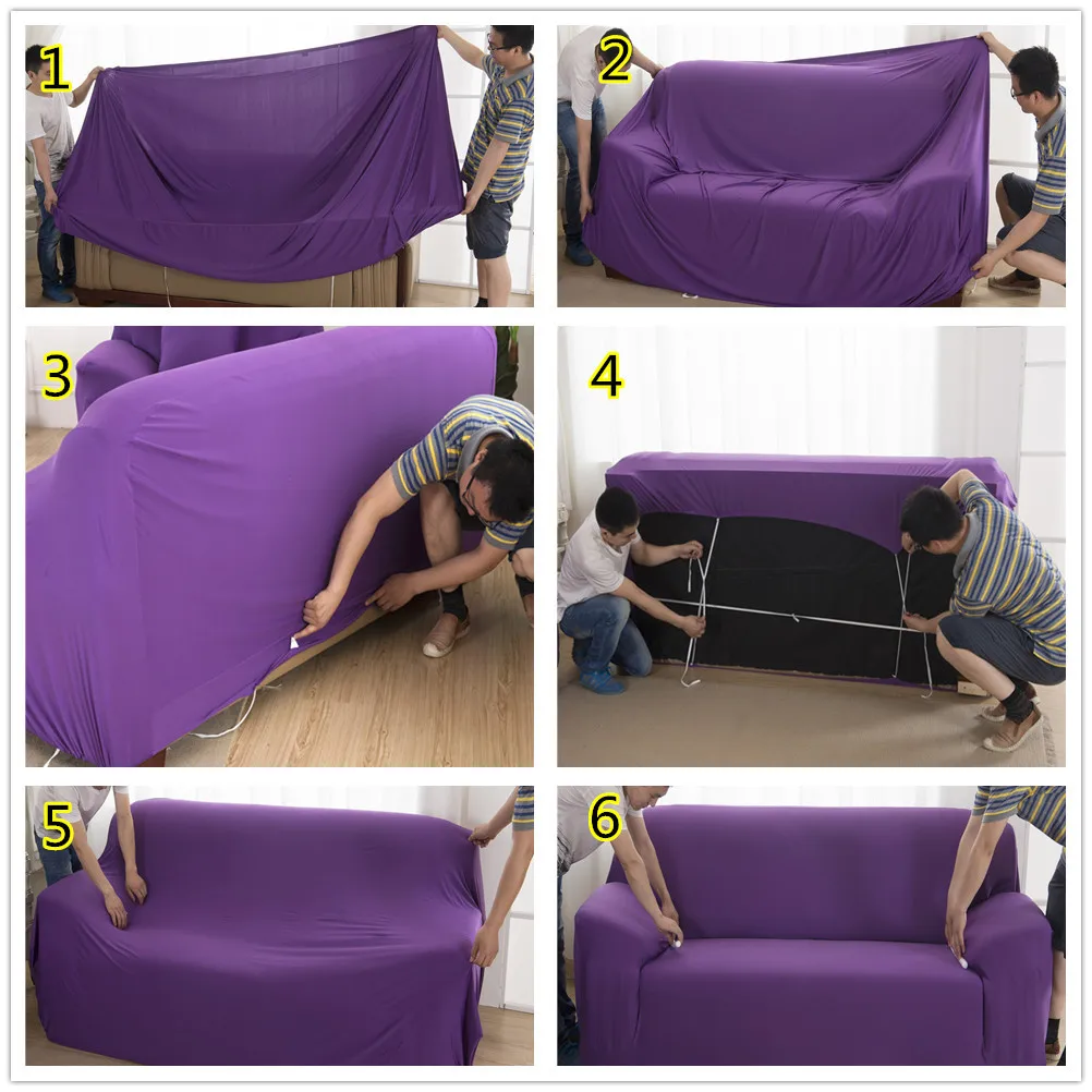 

Stretchy 3 Seats Sofa Cover Slipcover Length 195-230cm Solid Color Elastic Couch Cover All Cover 3 Persons Settee Protector Case