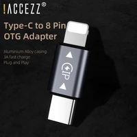 accezz mini type c otg adapter usb c male to lighting male for iphone 12 11 pro xs max xr x 6 7 8p data sync charger connector