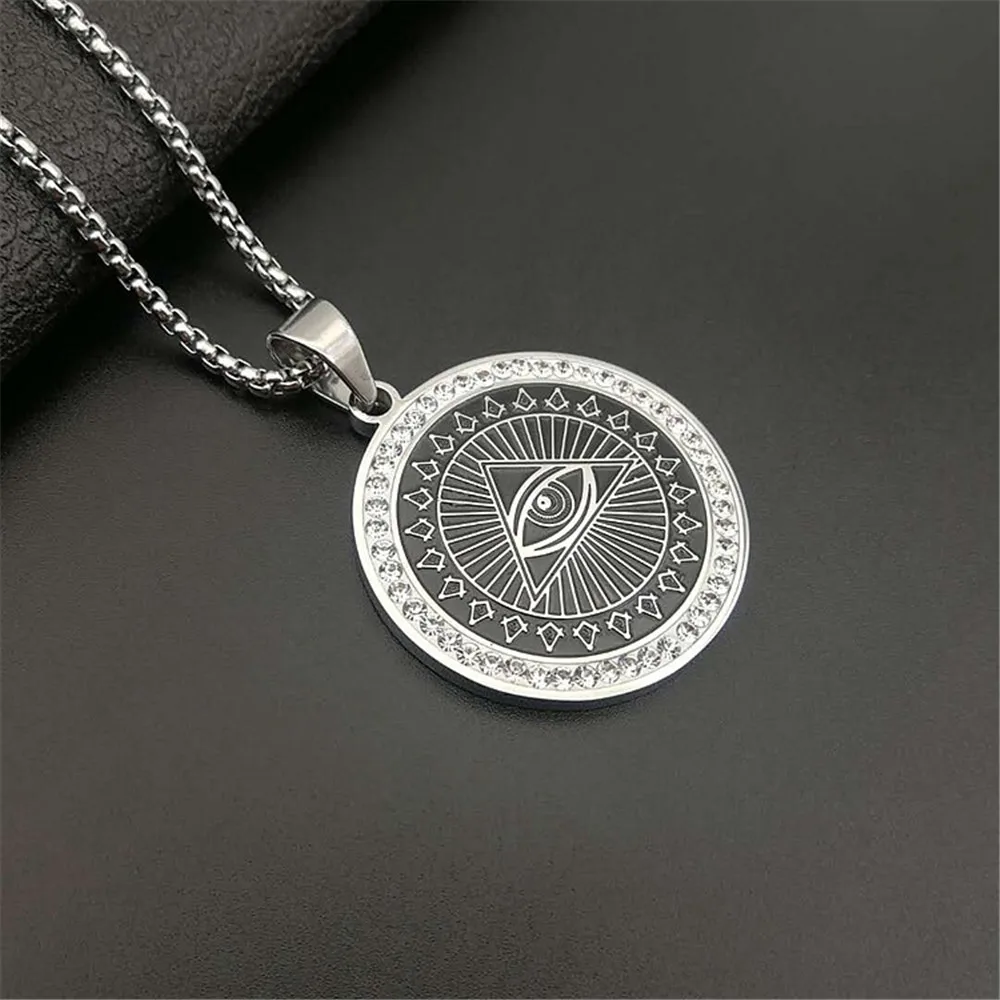 

All Seeing Eye of Providence Pendant Necklace Stainless Steel Free Mason Masonic Chain For Women Men Hiphop Jewelry Dropshipping