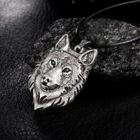 trendy animal wolf head pendant necklace mens necklace vintage metal silver plated viking jewelry wolf totem jewelry accessorie