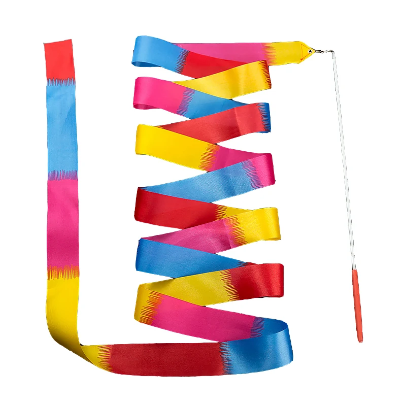 Гимнастические красочные ленты искусство балет танец Тренажерный зал