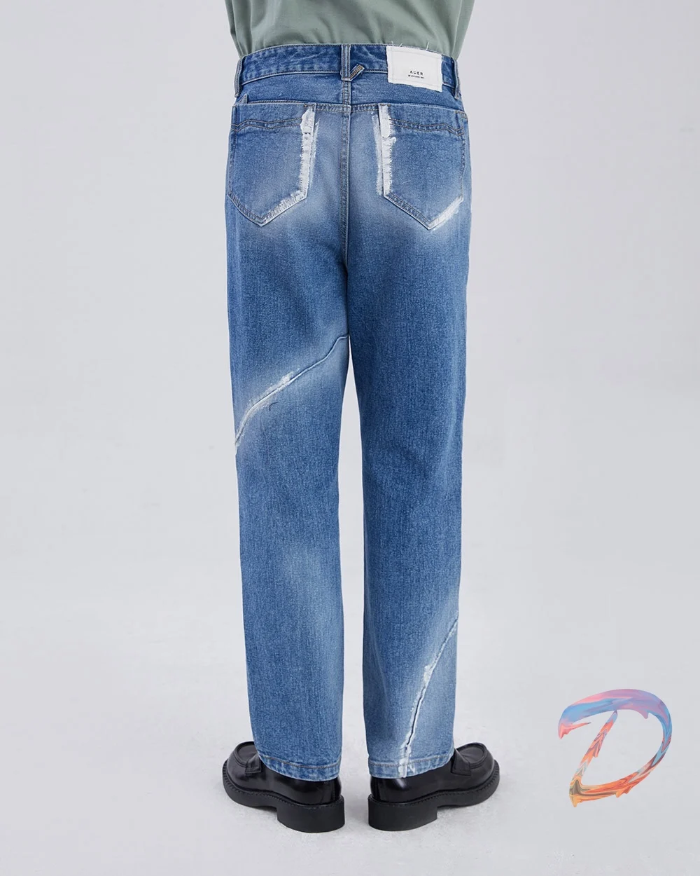 

Men's Women's Adererror Jeans High Quality Irregular Wrap-around Cowboy Pants Adererror High Street Broken Tape Logo Trousers