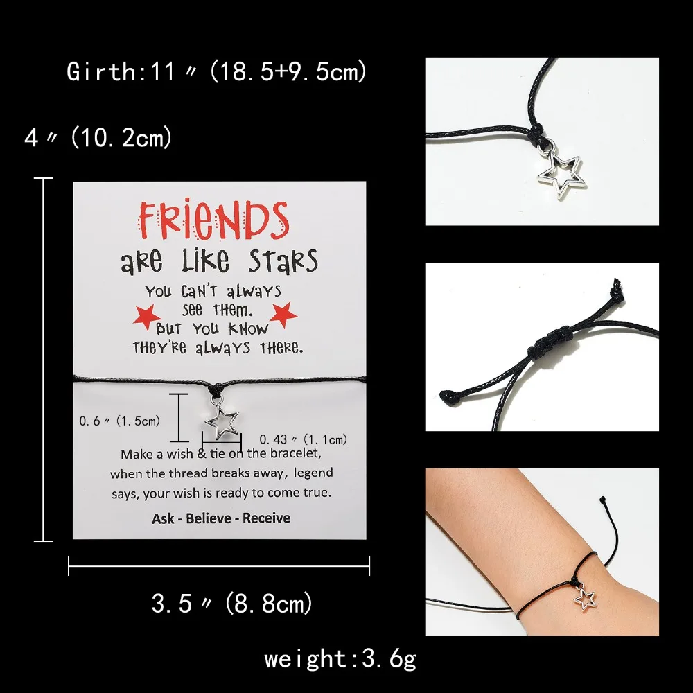 Belleper Make a Wish/Friendship/Mom Love Card Turtle Adjustable Fashion High Quality Bracelet Charm Female New Unique Jewelry