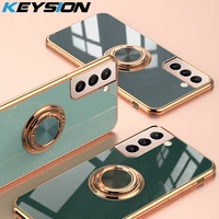 keysion luxury plating case for samsung s21 ultra 5g s21 s20 fe ring stand phone back cover for galaxy note 20 ultra 10 plus 9