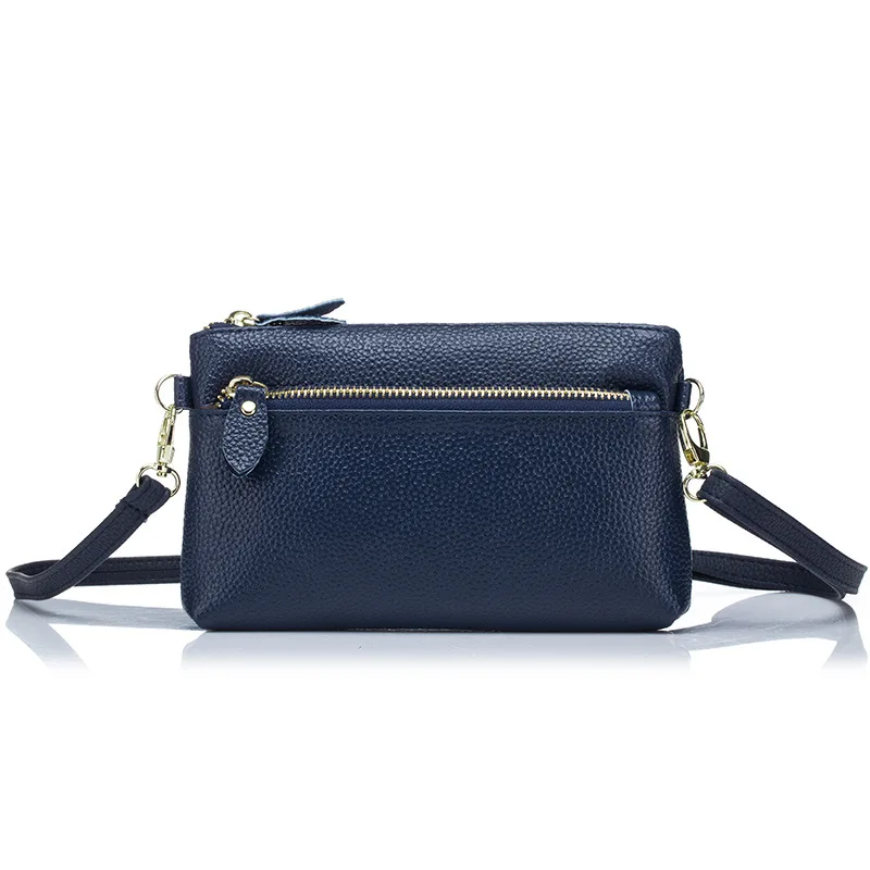 

10PCS / LOT Genuine leather Women Double Layer Zipper Clutch Crossbody Bag Ladies Handbag