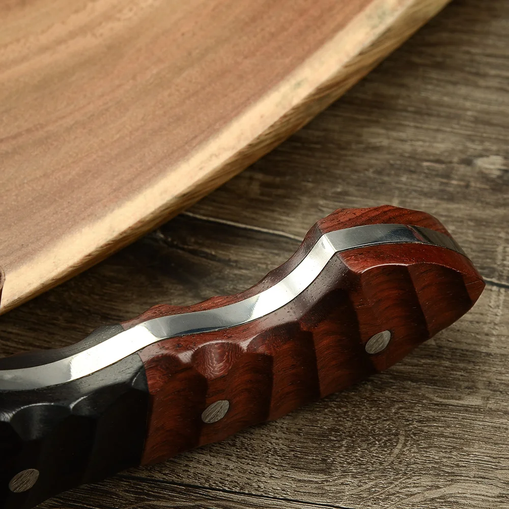 

Qing Multi-purpose 7 Inch Outdoor Survival Camping Forged Knife with Sheath Fishing Cleaver Knife Portable Meat Kitchen Knife