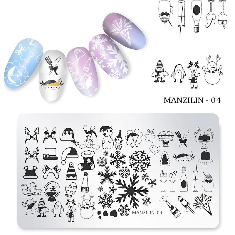 

nail stamping stamp plate set christmas mold flower stainless steel for a manicure nail art stempel makeup palte snow templates