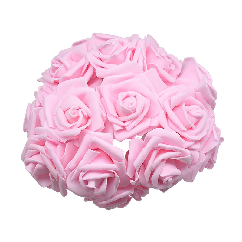 Light pink 24 шт. 7 см белые розы искусственные из ПЭ пены розы Свадебные украшения Свадебный букет Скрапбукинг Ремесло поддельные цветы DIY Поставки - Цвет: Light pink