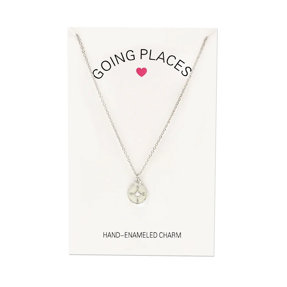 Модные подвески с компасом серебряные звенья цепочка ожерелье карточкой