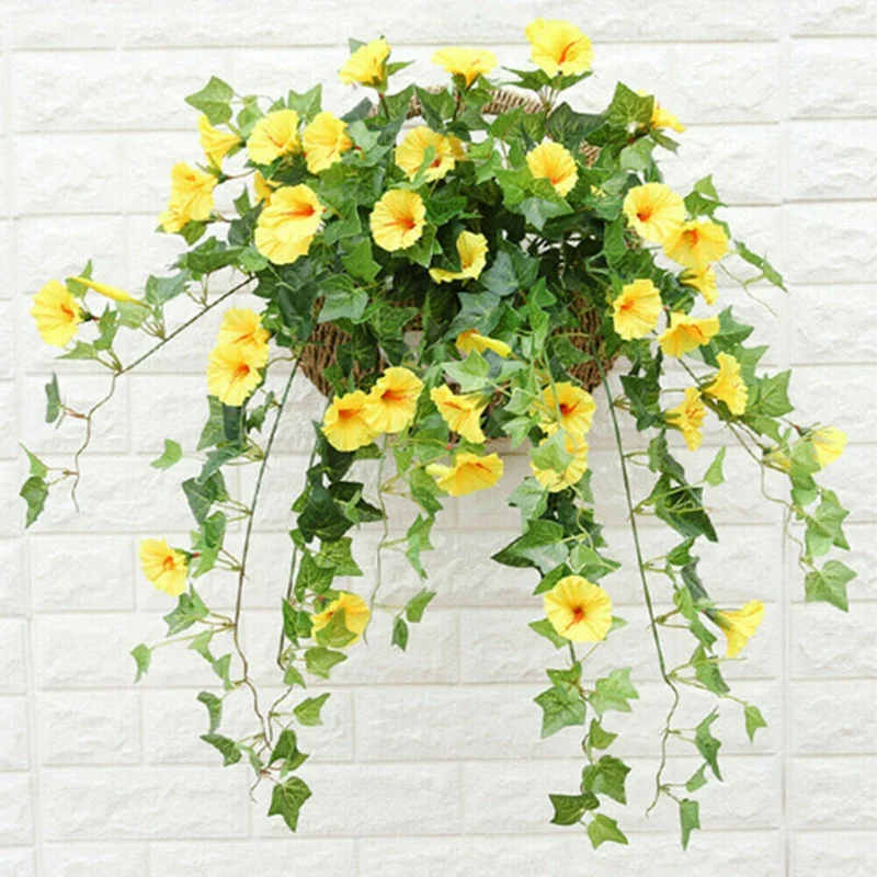 

HOT SALE Hanging Plants Artificial Morning Glory Garland Flowers Leaves Wedding Balcony