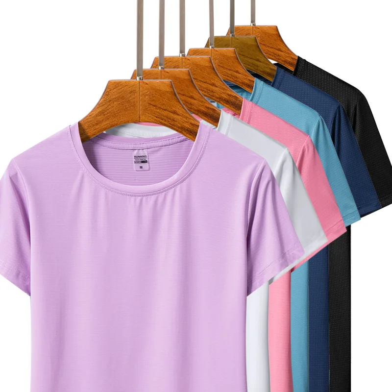 

Ice silk short sleeve T-shirt for men and women lovers leisure sports
