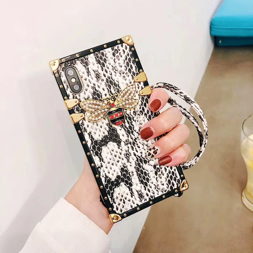 Квадратный чехол для iphone 11 Pro Max роскошный брендовый с Пчелкой X 8 plus 6 6S 7 Plus XS XR из