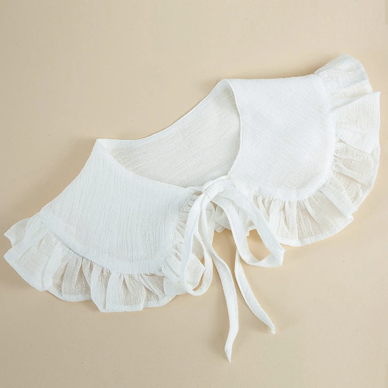 

White Shawl Doll Fake Collar Female Ruffled Trim Detachable Half Shirt Scarf XX9D