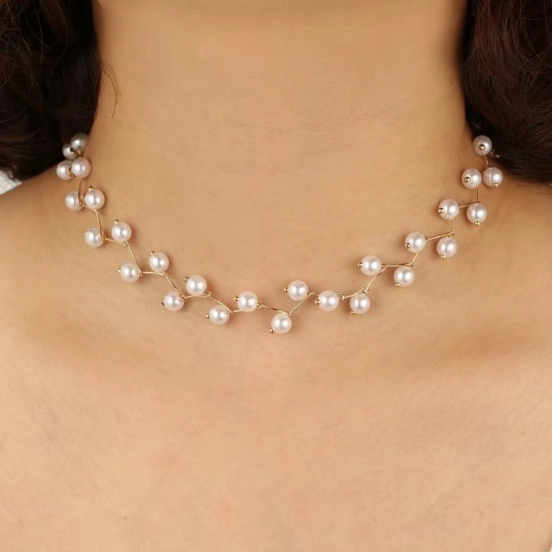 

Pearls Long Chain Sweater Necklace Double Layer Lady Clavicle Collar Elegant Jewelry Party Prom Pearl