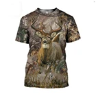 Футболка МужскаяЖенская камуфляжная с коротким рукавом, Повседневная рубашка с 3D рисунком дикого кабана, охоты, пуловер, уличная одежда, лето