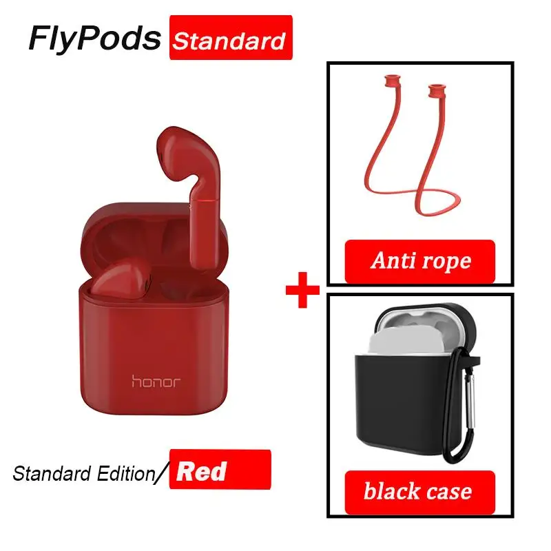 red standard black Honor Flypods/flypods pro Беспроводные сенсорные водонепроницаемые динамические наушники с управлением беспроводным зарядным устройством Bluetooth 5,0 - Цвет: red standard black