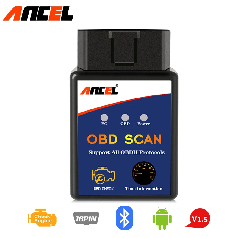 ELM327 OBD 2 сканер Bluetooth беспроводной считыватель кодов Live Data OBDII сканирующий