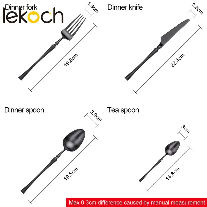 LEKOCH черный набор столовых приборов столовые приборы из нержавеющей стали