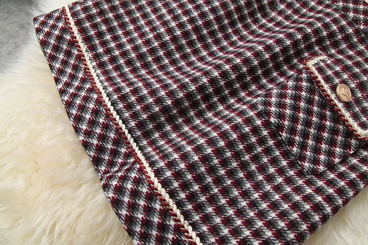 

European and American women's wear 2020 winter new style Long-sleeved suit collar coat skirts Fashionable plaid suits