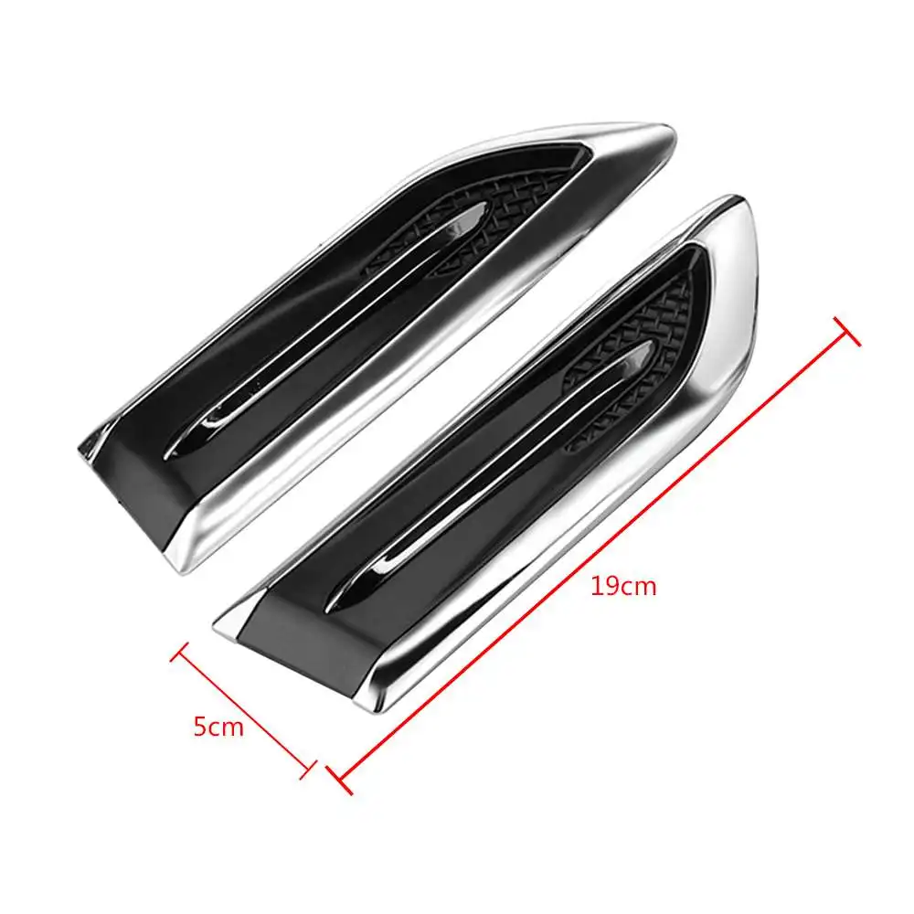 

Universal Chrome Air Flow Fender Side Vent Hood ABS Decor Car Stickers 19x5cm