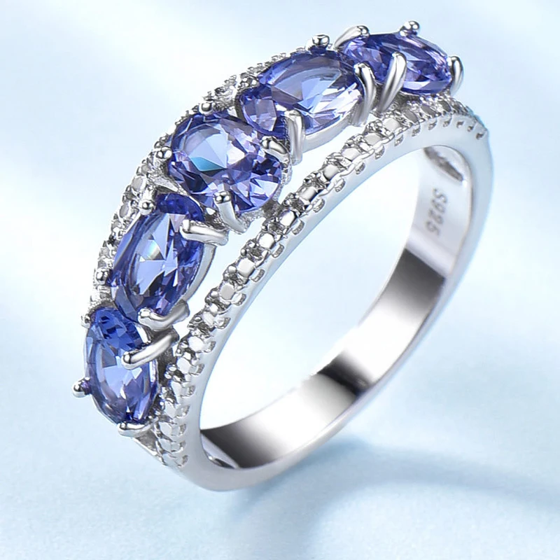 COSYA 925 пробы Элегантные кольца для женщин с голубым Сапфиром И танзанитом |