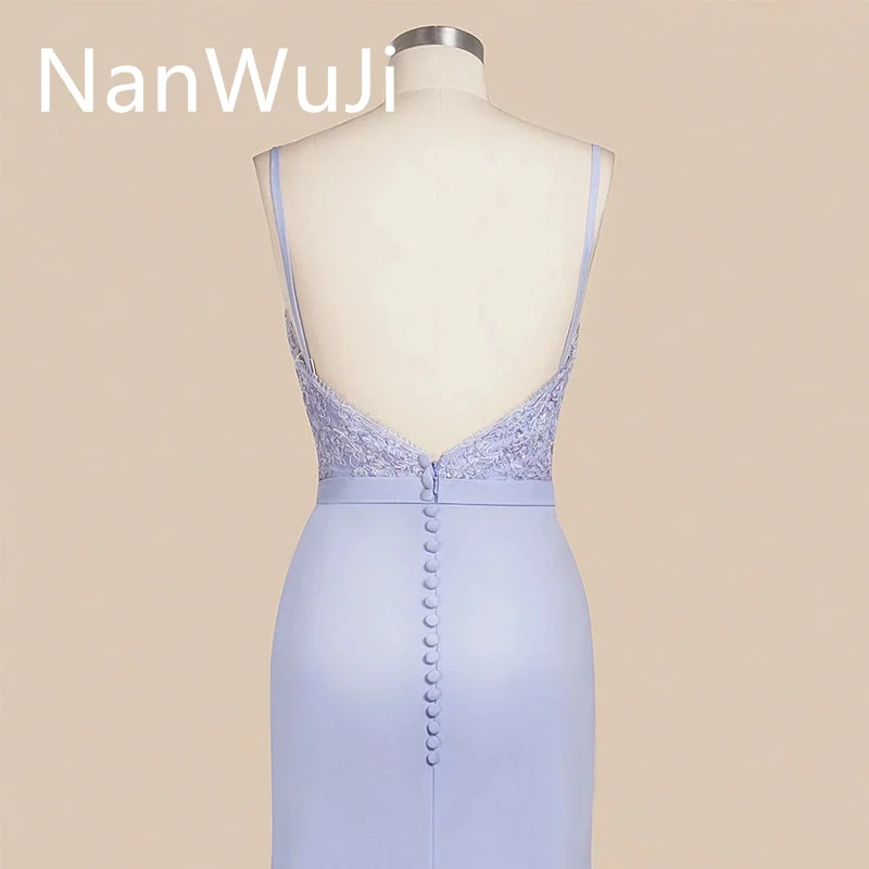 Robe Demoiselle d'Honneur Русалочки оголяющее спину сиреневое кружевное платья подружек