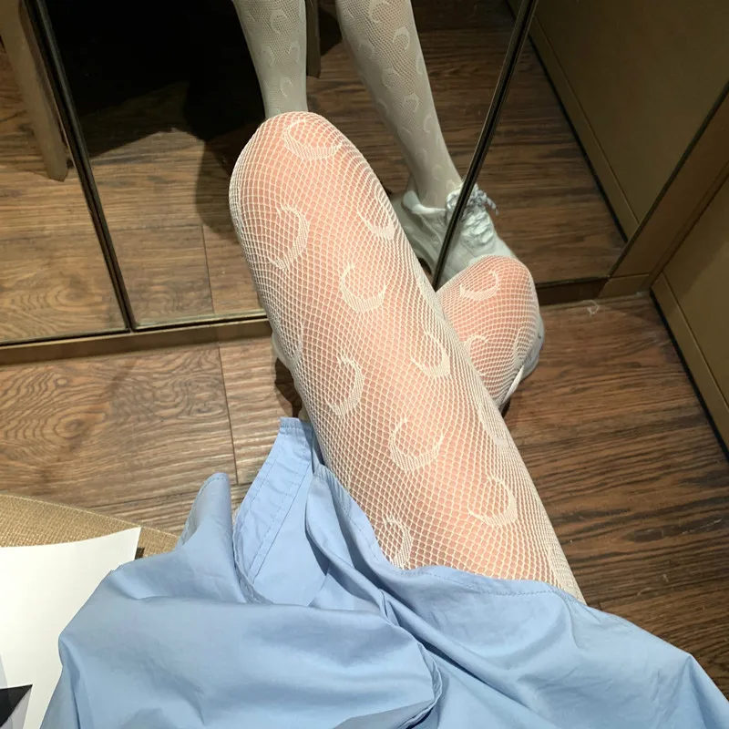 Sexy Women's Fishnet Tights with Moon Pattern Mesh Pantyhose Nylons Medias Cute Lolita Collant Hosiery Gothic Street Fish Net