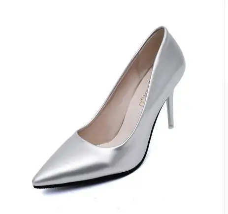 

Plus Size 34-44 Hot Women Shoes Pointed Toe Pumps Patent Leather Dress High Heels Boat Wedding Zapatos Mujer