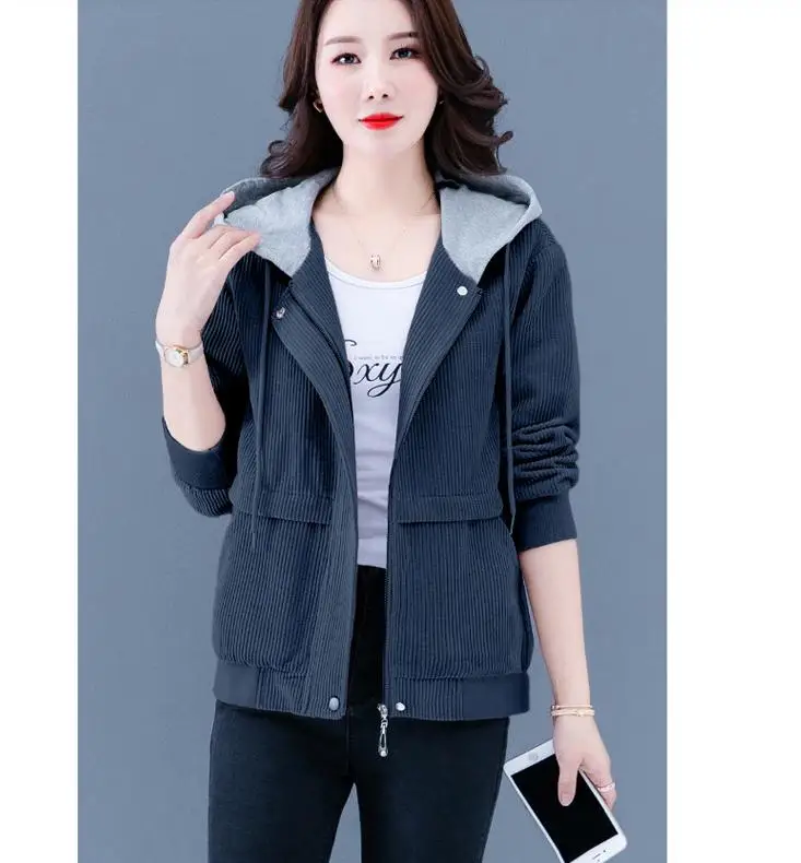 

2021 spring and autumn winter with New style fashion Long sleeve Women's corduroy Jacket coat