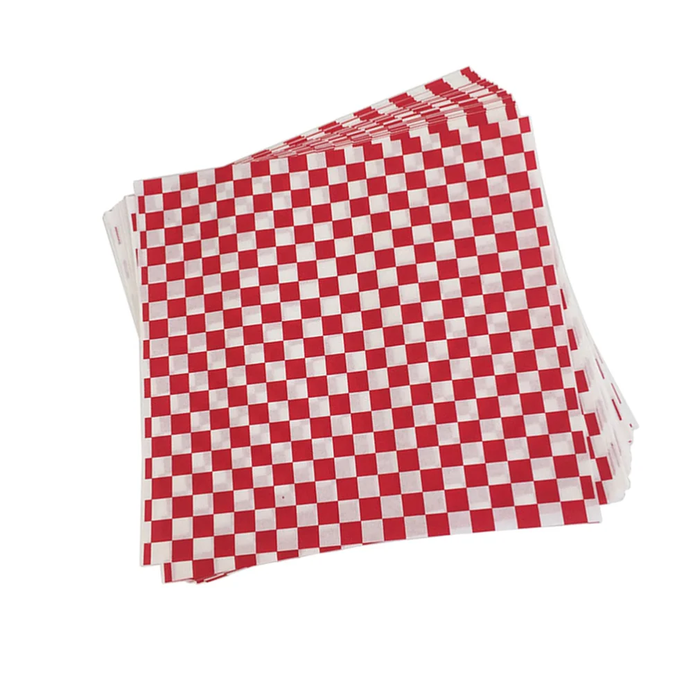 100 шт. Еда упаковочная Бумага в красную клетку одноразовые картофеля-фри лист