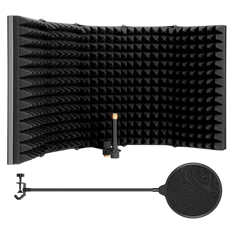 

Foldable Absorbing Foam Folding Panel,Microphone Blowout Prevention Net,for Condenser Microphone Recording Equipment