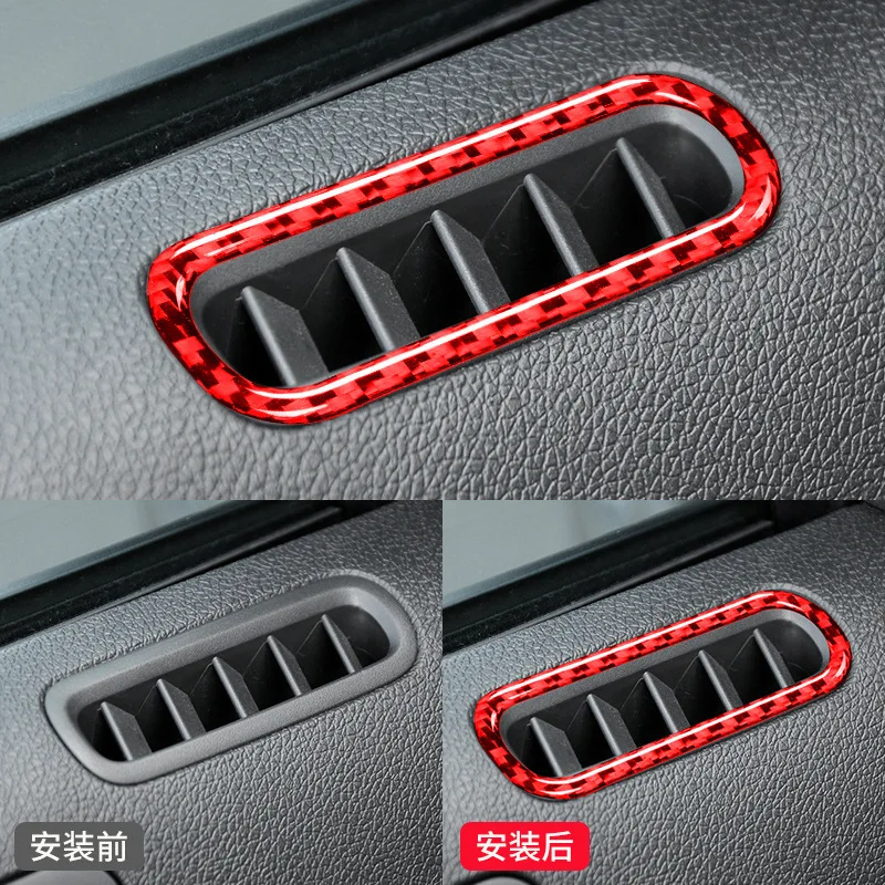 

For Ford Mustang 09-13 Real Red Carbon Fiber Other Interior Accessories Dashboard Outlet Frame Trim Stickers Car Stylying