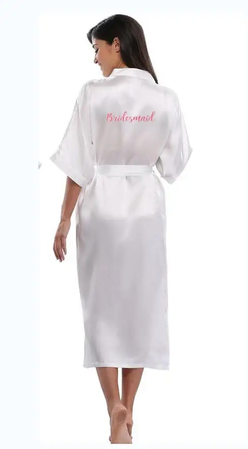 Халат кимоно Женский Длинный атласный Шелковый Свадебный халатик для невесты и