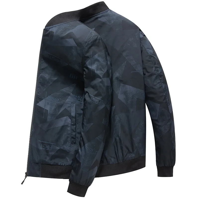 

Spring 2021 new fashion young men's Plus Size baseball collar print coat men's fat jacket