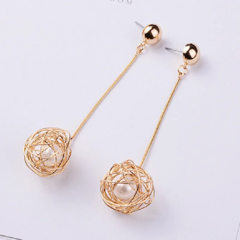 

gold chain Hollow ball Long Dangle Earrings Stud Earring christmas jewelry