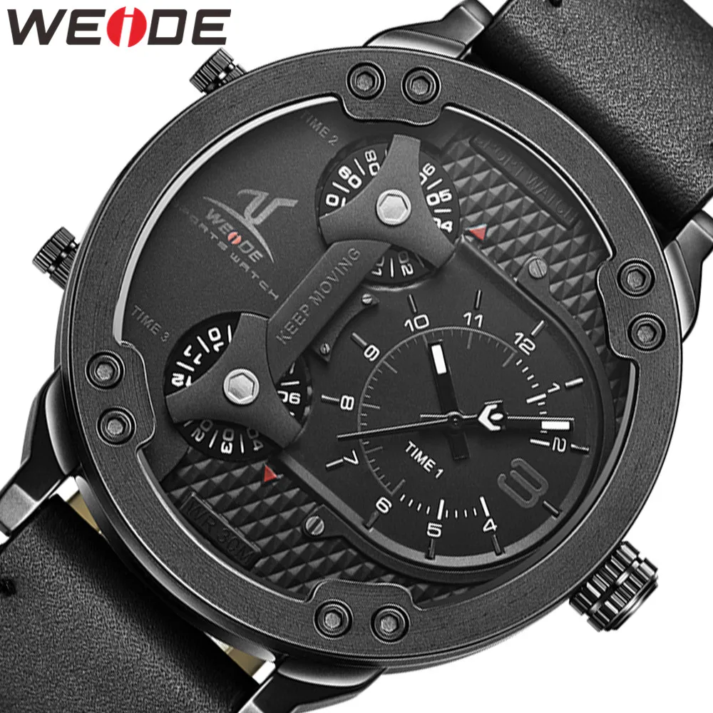 WEIDE 2016 Новая Мода Марка Мужчины Кварцевые Часы Кожаный Ремешок Водонепроницаемый
