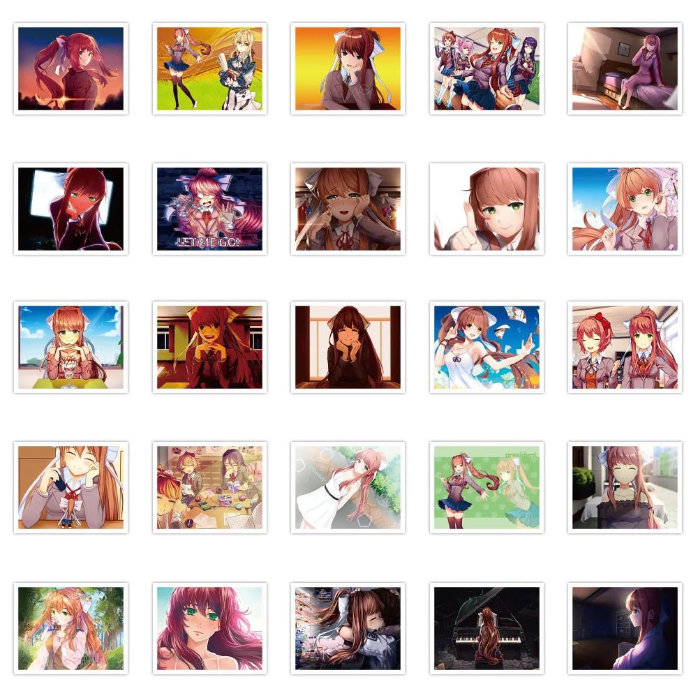 

50Pcs Cartoon Japanese Anime Doki Doki Literature Club Stickes for Motorcycle Skate Bike Guitar Phone Laptop Travel Case Sticker
