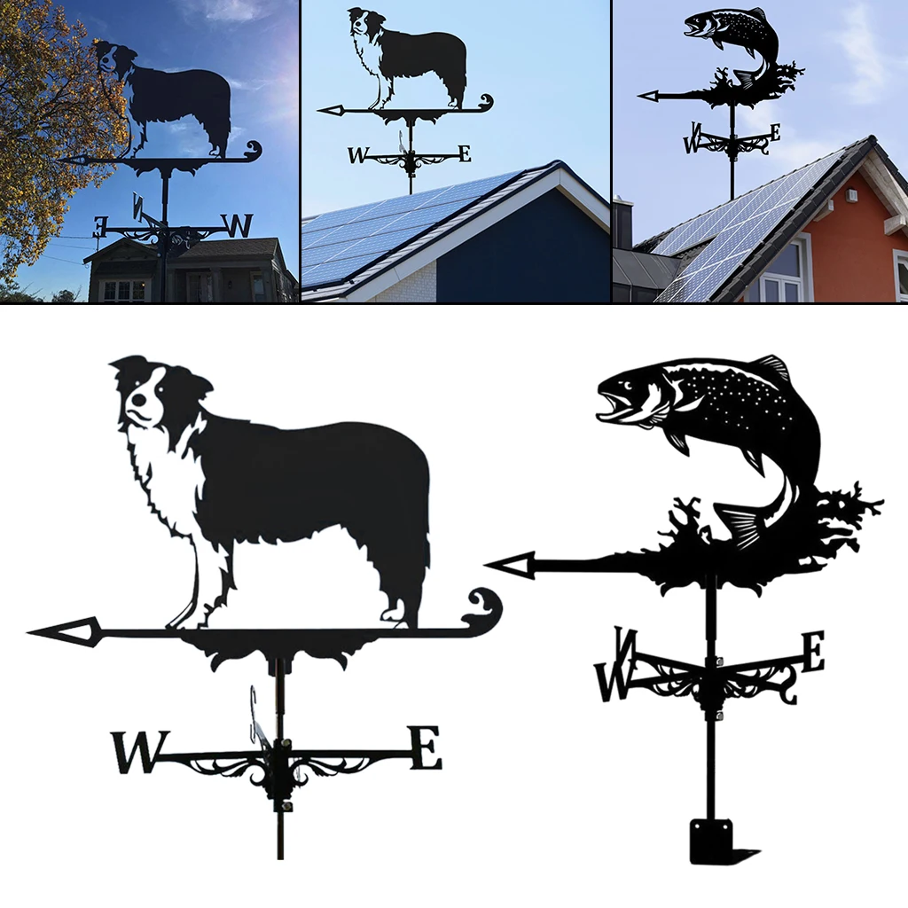 

Decorative Wind Vane Weather Vane Black Garden Mount Yard Stakes, Stainless Steel Weather Vane Farm Durable Scene