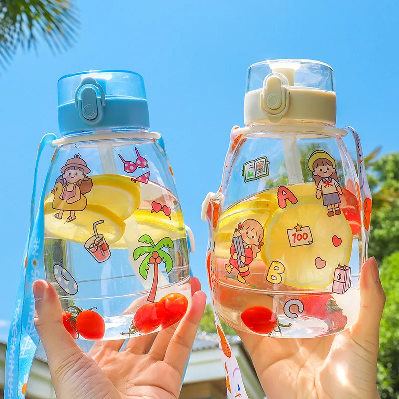 

Пластиковые бутылки для воды с принтом для девочек, 1100 мл